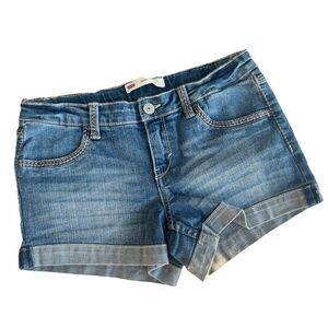 Levi's Shorty Shorts Embroidered Jean Shorts Girls 16 Regular Blue